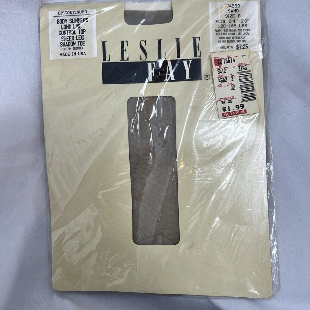 Vintage Leslie Fay Body Slimmers‎ Long Line Control Top Pantyhose Sand Size B